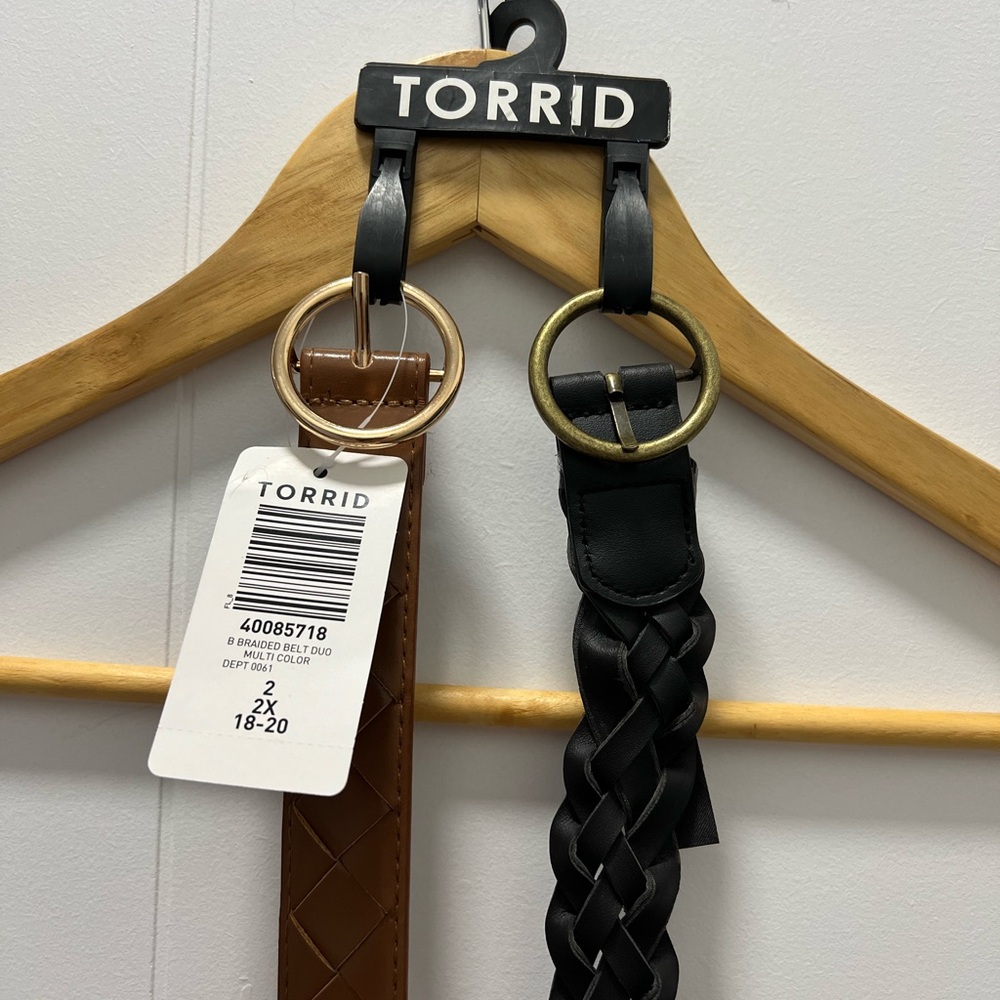 Torrid Black and Brown Belt Set with Gold Buckles - Size 2